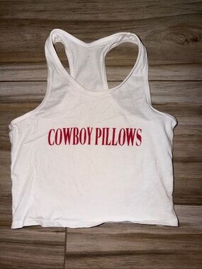 Cowboy Pillows White Crop Tank Top